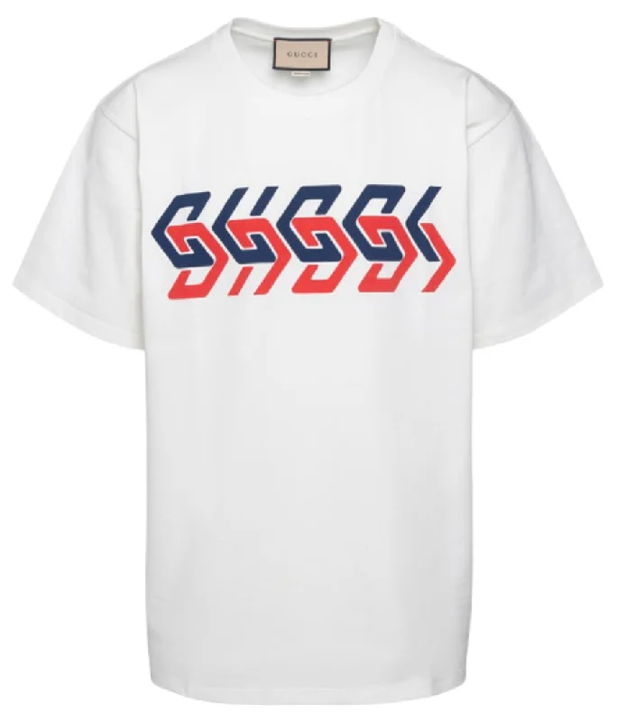 Gucci Geometric Block Logo Printed T-Shirt in White