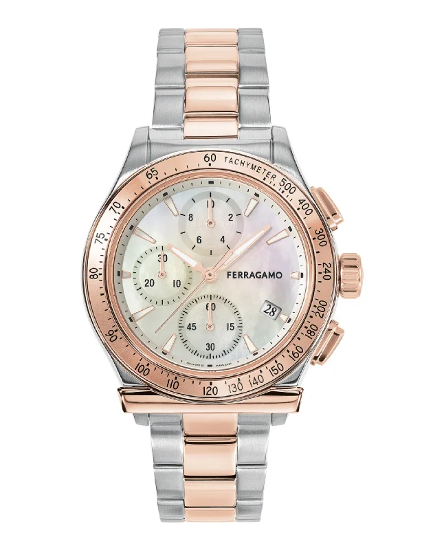 Ferragamo Womens Ferragamo 1927 Two Tone 38mm Bracelet Fashion Watch