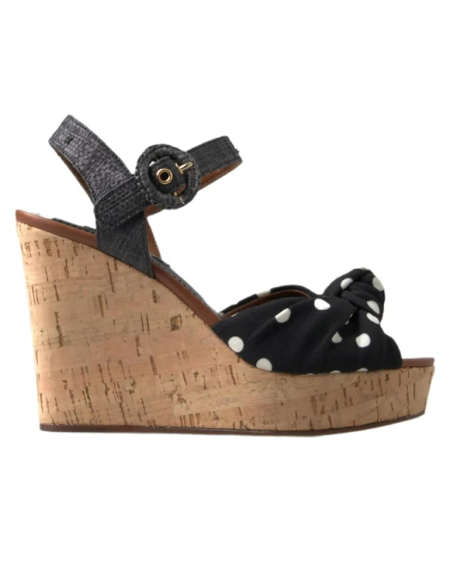 Dolce & Gabbana  Womens Polka Dot Platform Wedge Sandals