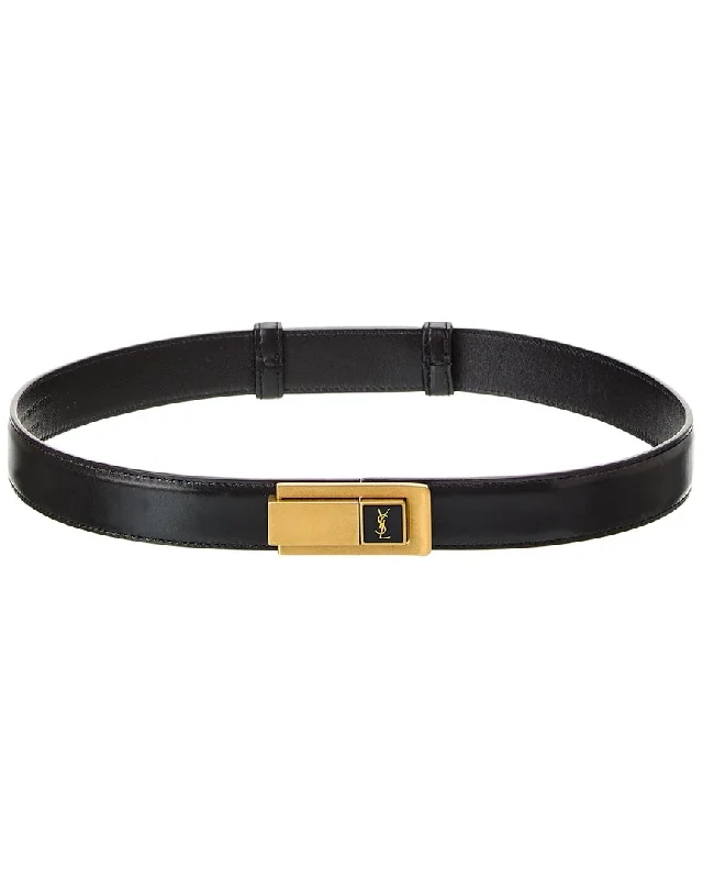 Saint Laurent Charniere Buckle Leather Belt