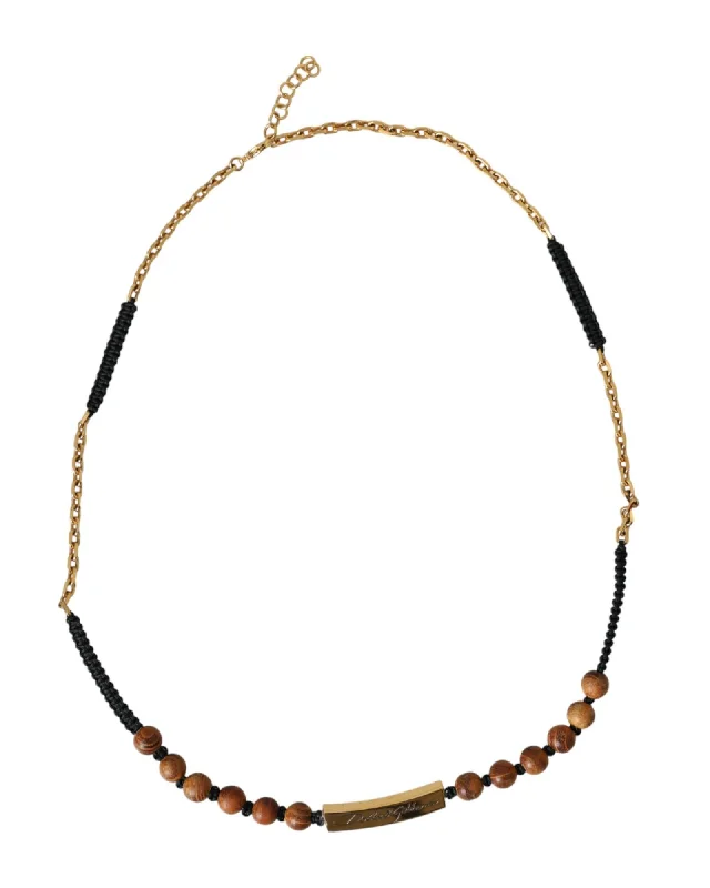 Dolce & Gabbana Wood  Gold Chain Necklace SMY10178
