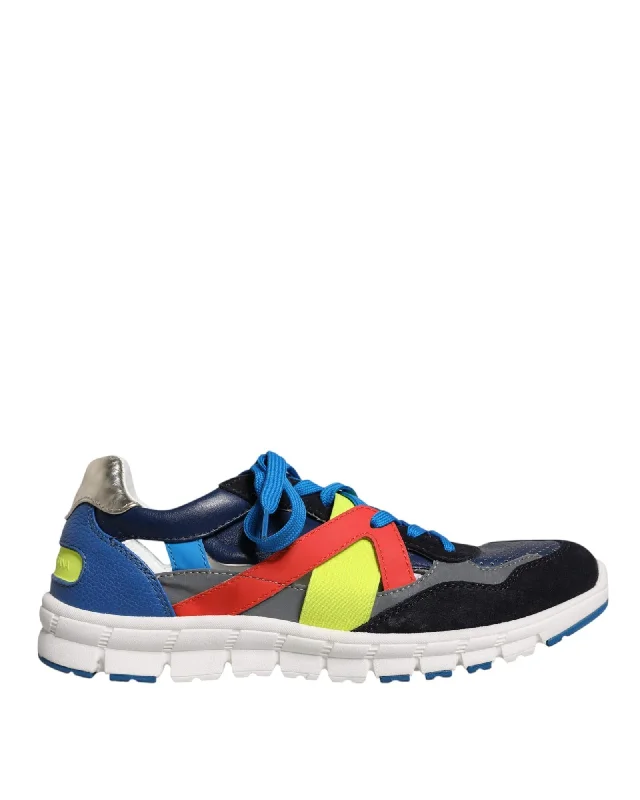 Dolce & Gabbana Leather Suede Low Top Sneakers with Rubber Sole and Lace-Up Closure