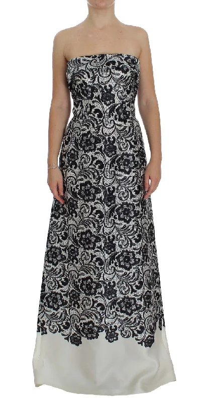 Dolce & Gabbana Floral Lace Silk Corset Maxi Dress