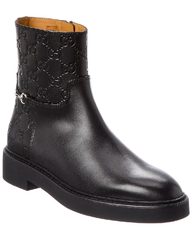 Gucci Slim Horsebit Leather Bootie