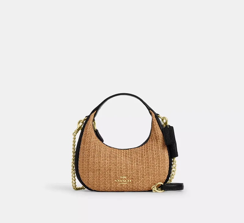 Coach Carmen Mini Crossbody Bag Straw Toast Black 