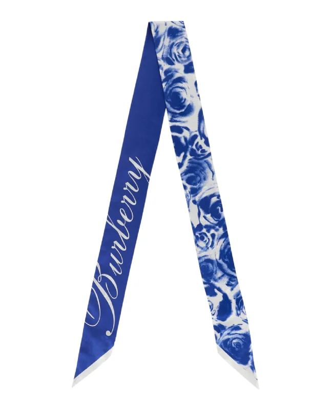Burberry Womens Rose-Printed Silk Scarf