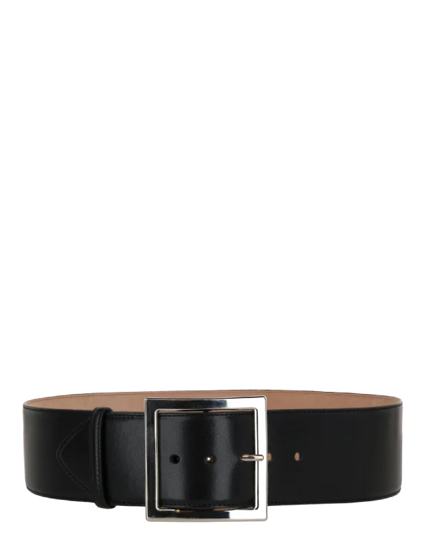 Alexander McQueen Womens Square Buckle Ecolux Belt