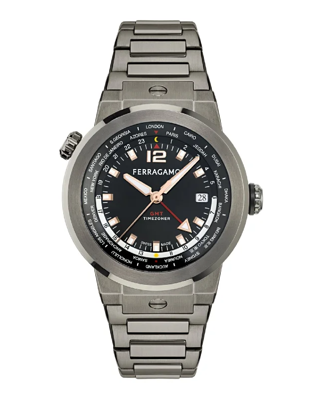 Ferragamo Mens  Gun 43mm Bracelet Fashion Watch