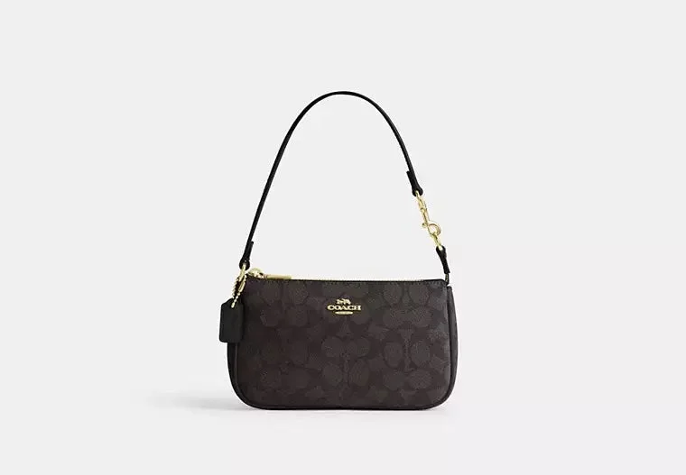 Coach Nolita 19 In Signature Canvas Walnut Black 
