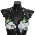 Dolce & Gabbana  Floral Print Halter Bikini Top  Women's  Halter Bikini Top   Green Floral Bikini Top   Floral Print Swimsuit Top  Women's Green Floral Bikini Top