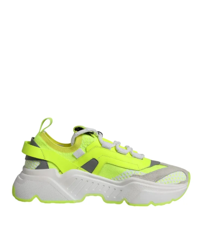 Dolce & Gabbana Portofino Neon Yellow Sneakers Men Multicolor