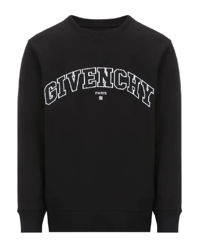 Givenchy Embroidered Logo Crewneck Sweatshirt in Black