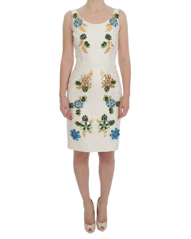Dolce & Gabbana  White Floral Embroidered Dress