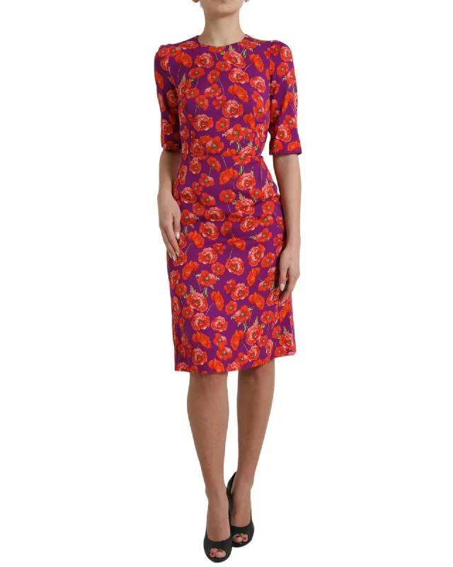Dolce & Gabbana Floral Print Silk Charmeuse Dress