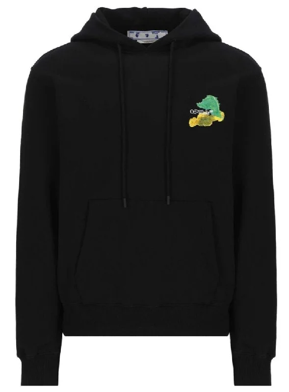 Off-White Painted Brush Arrow Logo Black Hoodie