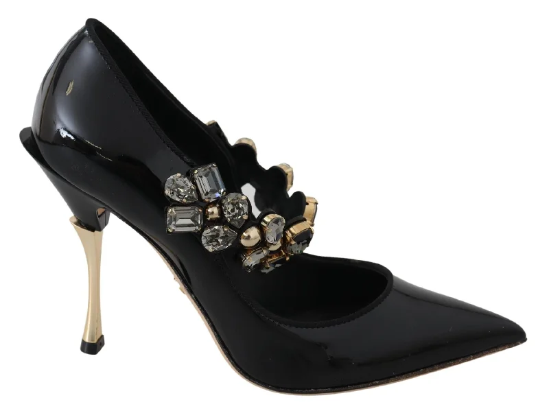 Dolce & Gabbana  Women's Black Patent Leather Pumps with Jeweled Embellishment