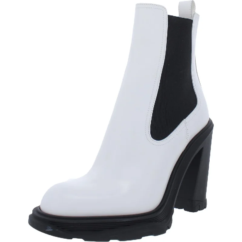 Stivali Da Donna Womens Leather Slip On Ankle Boots