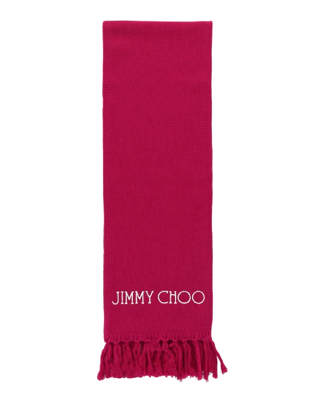 Jimmy Choo Womens Wool Logo Scarf