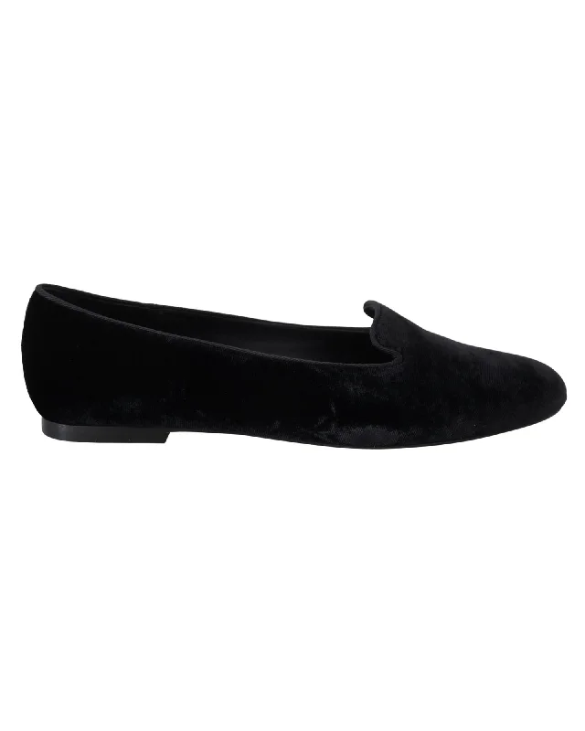 Dolce & Gabbana Velvet Ballerina Flats Black