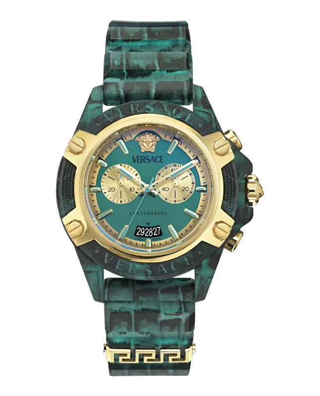 Versace Mens  Blue 44mm Strap Fashion Watch