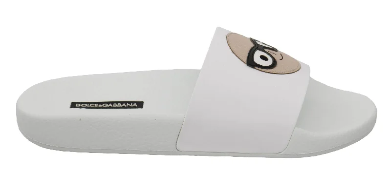 Dolce & Gabbana  DG Men's White Leather Slides