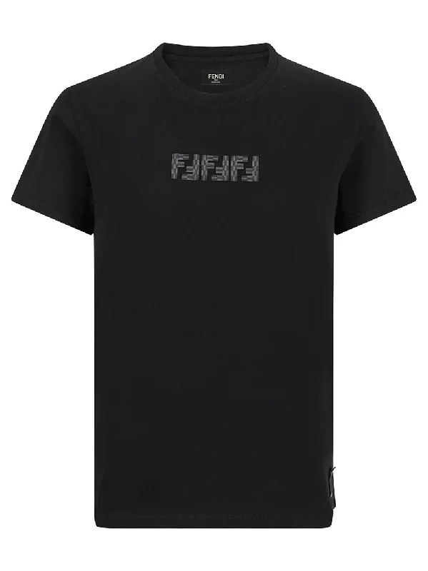 Fendi FF Labyrinth Embroidered T-shirt in Black