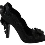Dolce & Gabbana  Black Floral Patent Leather Pumps