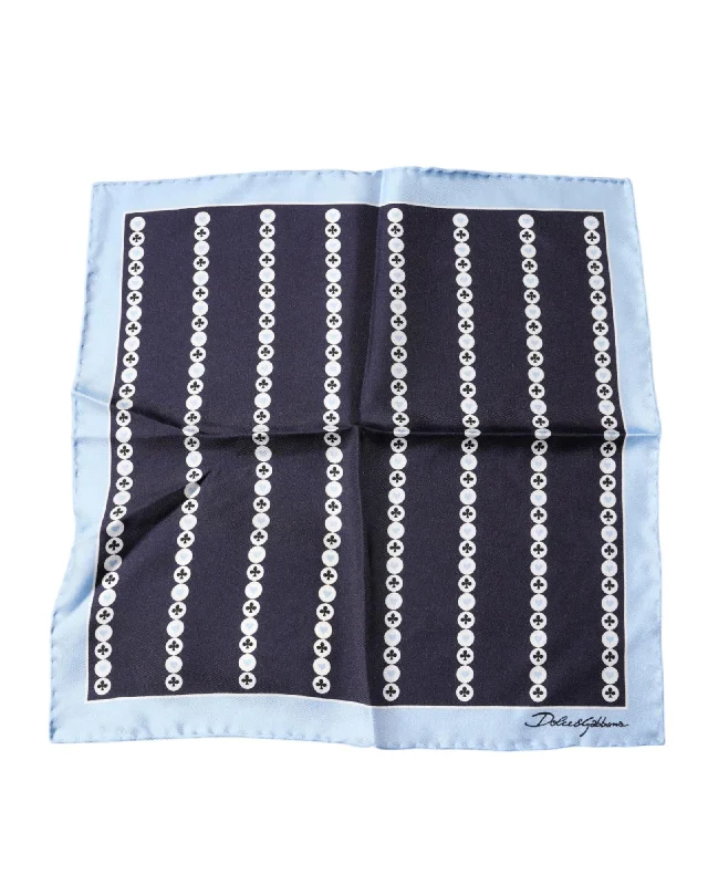 Dolce & Gabbana Silk Pocket Square Suit Accessory Women Blue Scarves & Shawls