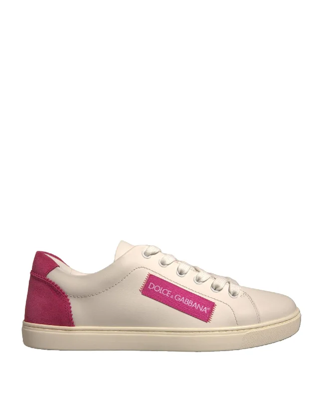 Dolce & Gabbana Suede Leather Low Top Sneakers with Lace Up Closure Women White