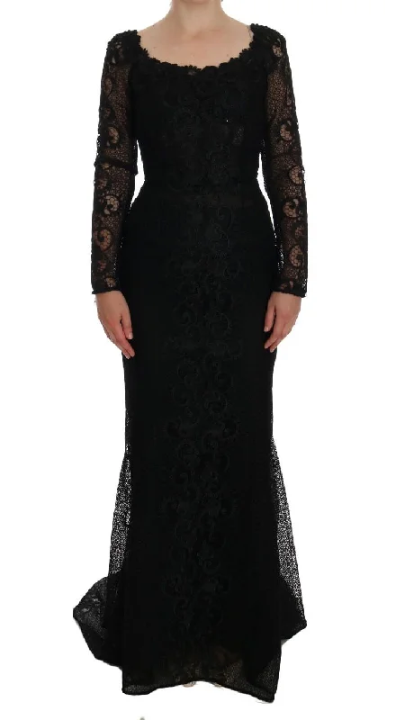 Dolce & Gabbana  Black Lace Long Sleeve Mermaid Dress