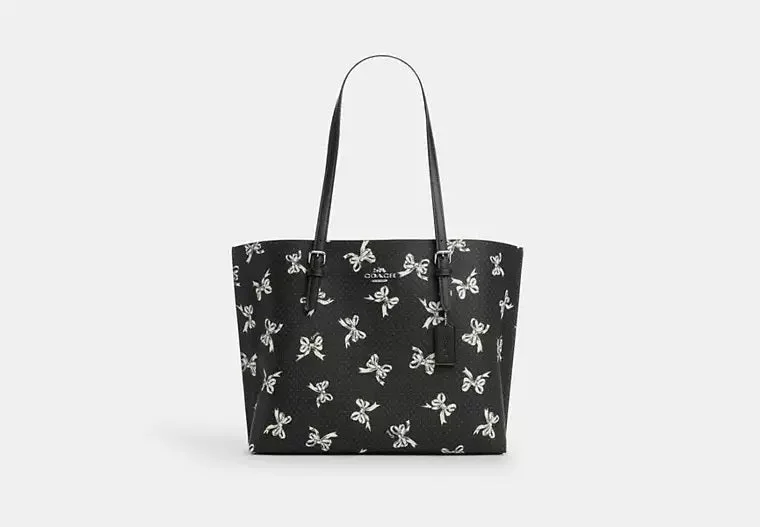 Coach Mollie Tote Bag With Bow Print Black 