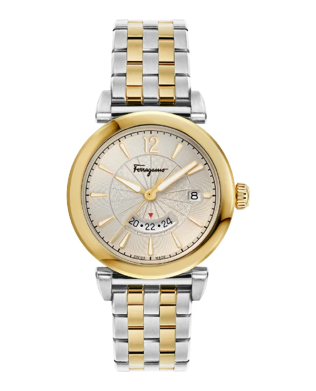 Ferragamo Womens Feroni Champagne 40mm Bracelet Fashion Watch