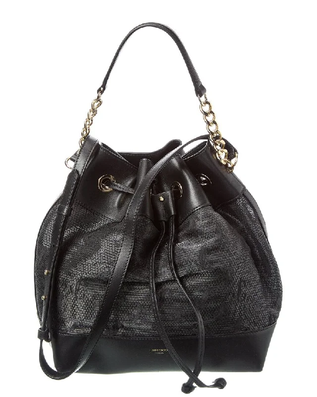 Jimmy Choo Juno Mesh & Leather Bucket Bag