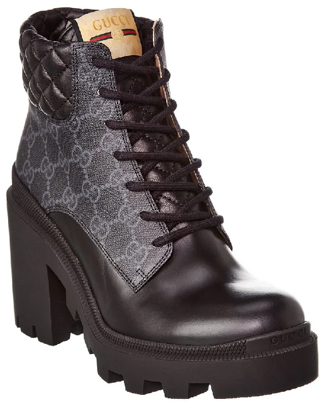 Gucci Gg Supreme Canvas & Leather Bootie