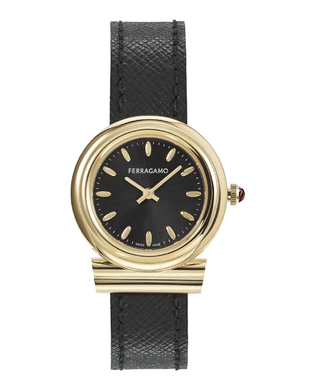 Ferragamo Womens Gancini Gold 28mm Strap Fashion Watch