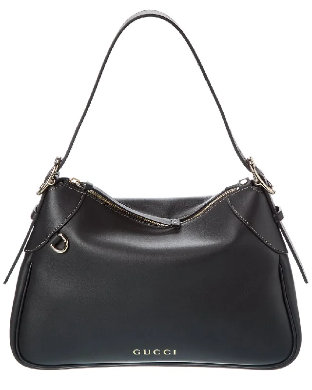 Gucci Gg Emblem Leather Hobo Bag