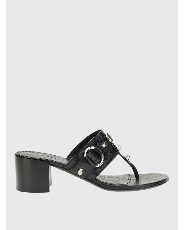 Balenciaga Toe Ring Sandals Block Heel Women Black