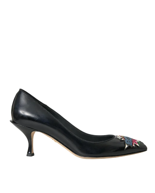 Dolce & Gabbana  Patent Leather Pumps with Starburst Design - Black
