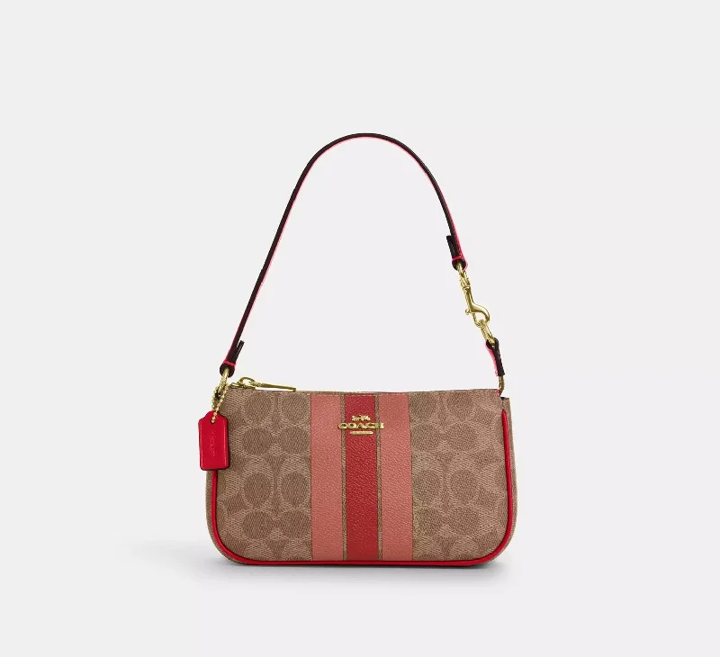 Coach Nolita 19 In Signature Canvas With Stripe Bag Tan Multi 