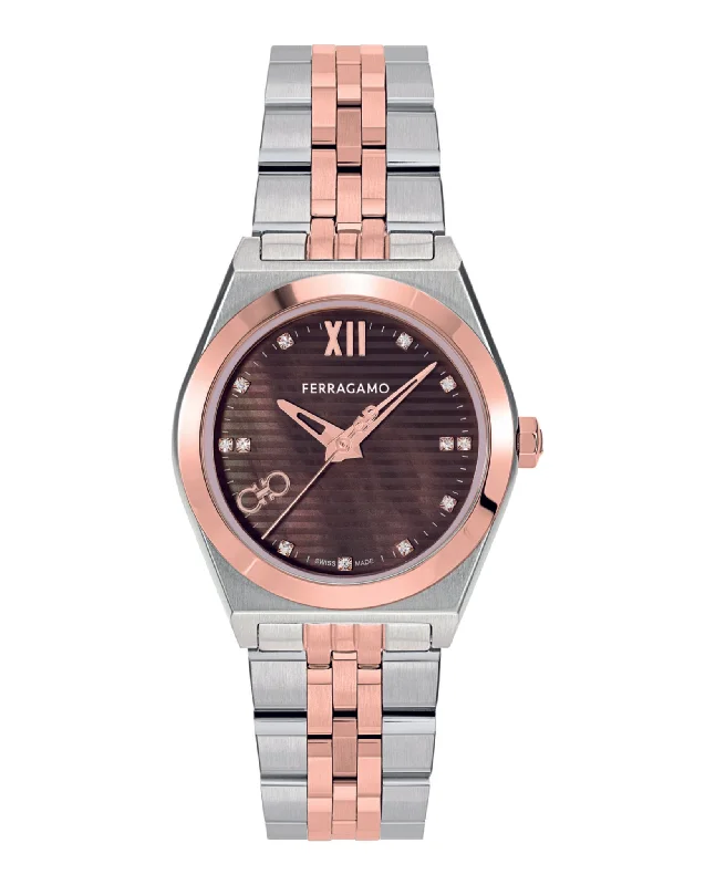 Ferragamo Womens  Two Tone 28mm Bracelet Fashion Watch