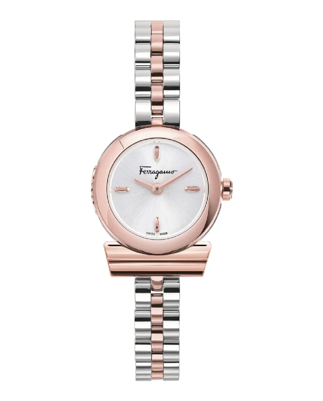 Ferragamo Womens Gancino Two Tone 23mm Bracelet Fashion Watch
