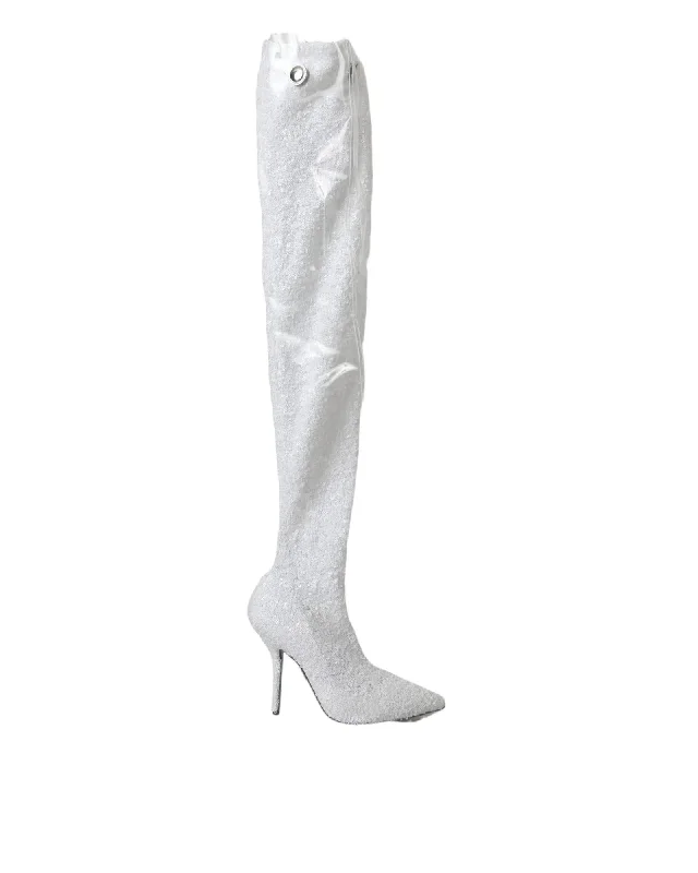 Dolce & Gabbana  Sequin Pointed Toe Over-the-Knee Boots