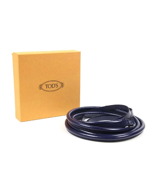 Tod's  Double T Leather Belt for Women - Blue