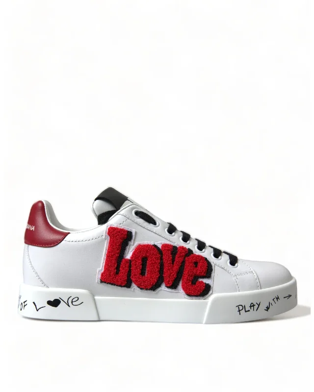 Dolce & Gabbana  Love Sneakers White Leather Casual Women's Shoes