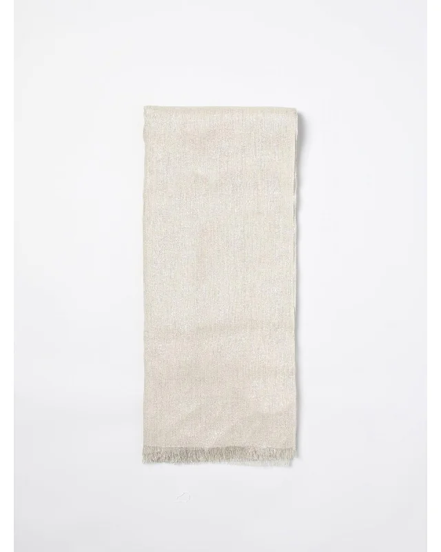Brunello Cucinelli Fringed Silk Blend Scarf Women Butter Scarves