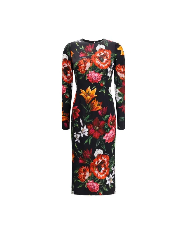 Dolce & Gabbana Floral Print Long Sleeve Dress Women Multicolor Dresses