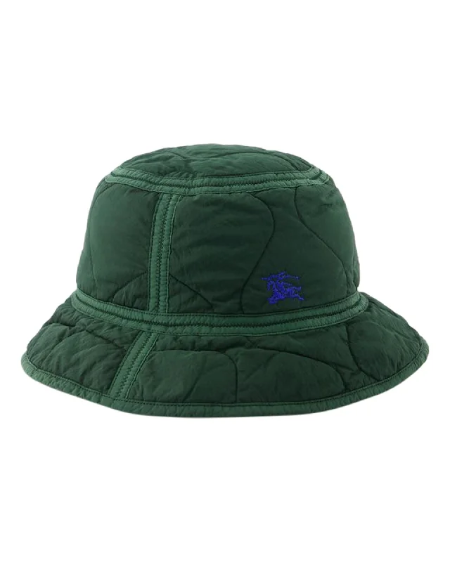 Burberry Quilted Bucket Hat with Logo Women Green | Khaki