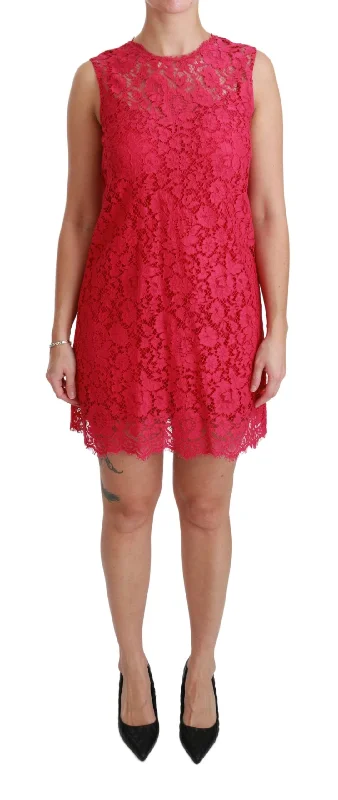 Dolce & Gabbana Floral Lace Shift Gown Mini Dress