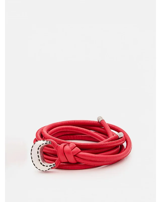 Golden Goose Leather Belt Knotted Design Women Red