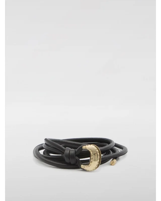Golden Goose Leather Belt Knotted Design Women Black